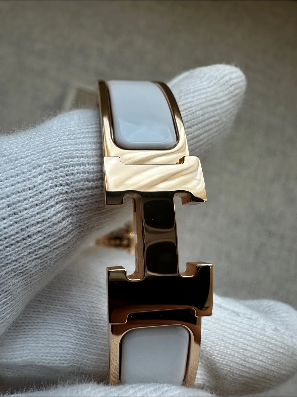 Hermes Clic H bracelet Blanc Rosegold PM